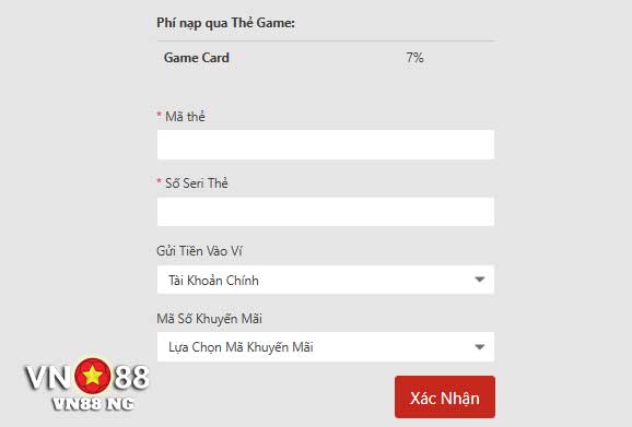 Cách nạp tiền vào VN88 siêu dễ bằng Thẻ Game VN88